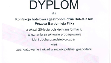 Dyplom z okazji 25 - lecia polskiej transformacji